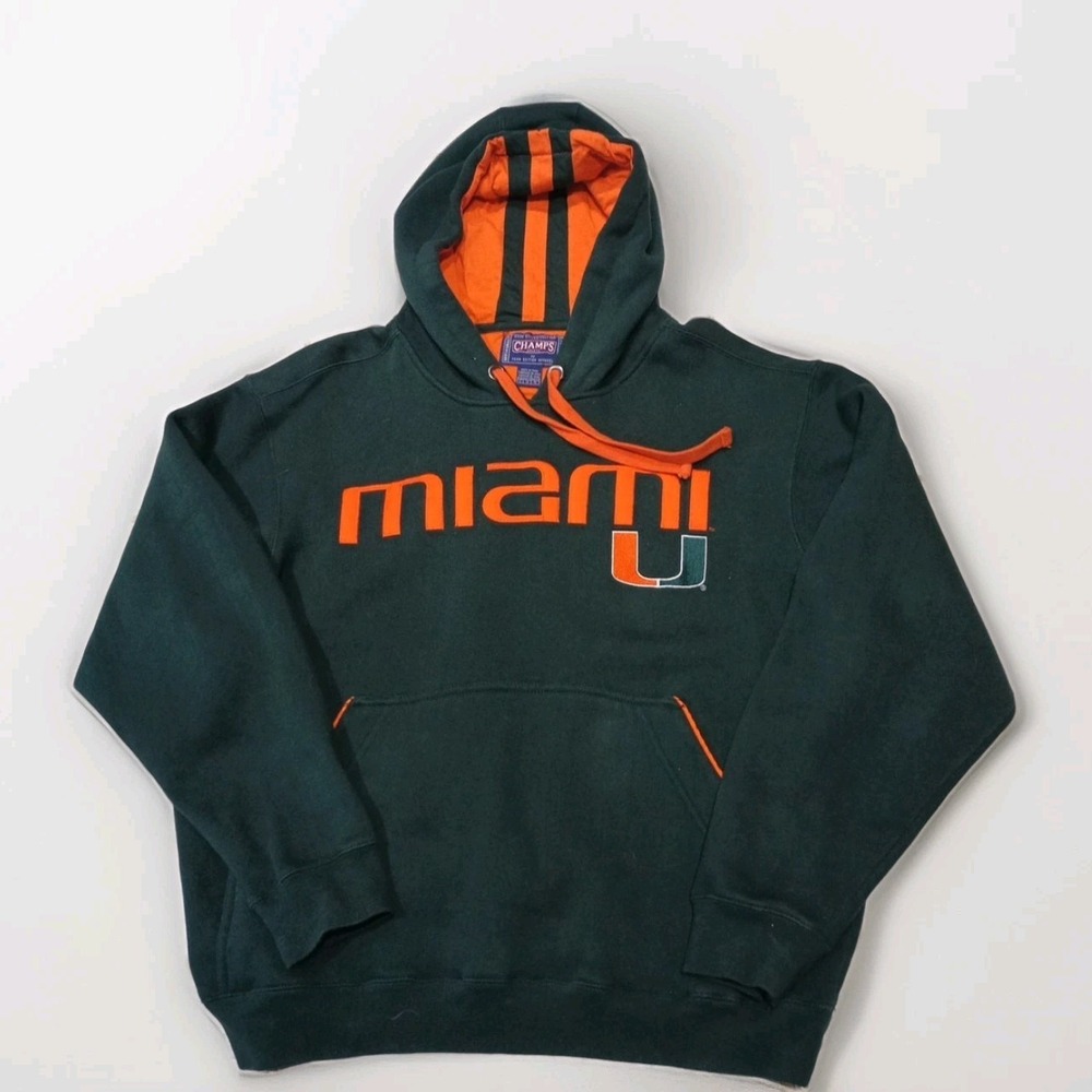 Champs Miami Hurricanes UM Sweater Men XL Green‎ Oversized Hoodie Sweatshirt
